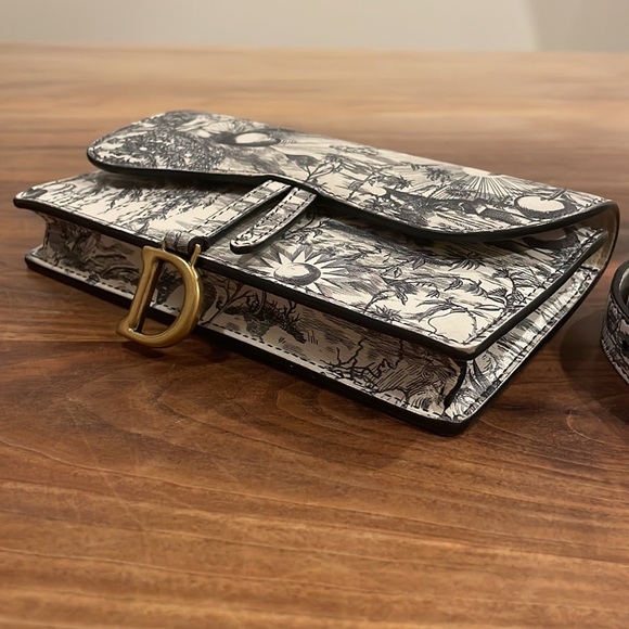 Christian Dior Calfskin Jardín Natural Print Saddle Belt Bag Latte Multicolor - Picture 9 of 16